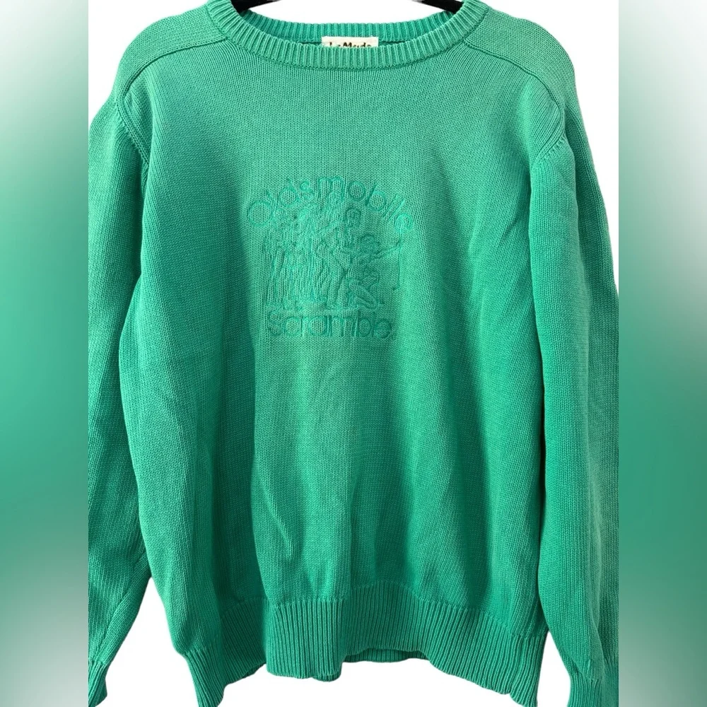 VTG LAMODE ACTIVE SPORTSWEAR Oldsmobile Scramble‎ Sweater 80s 90s Green XL Rare